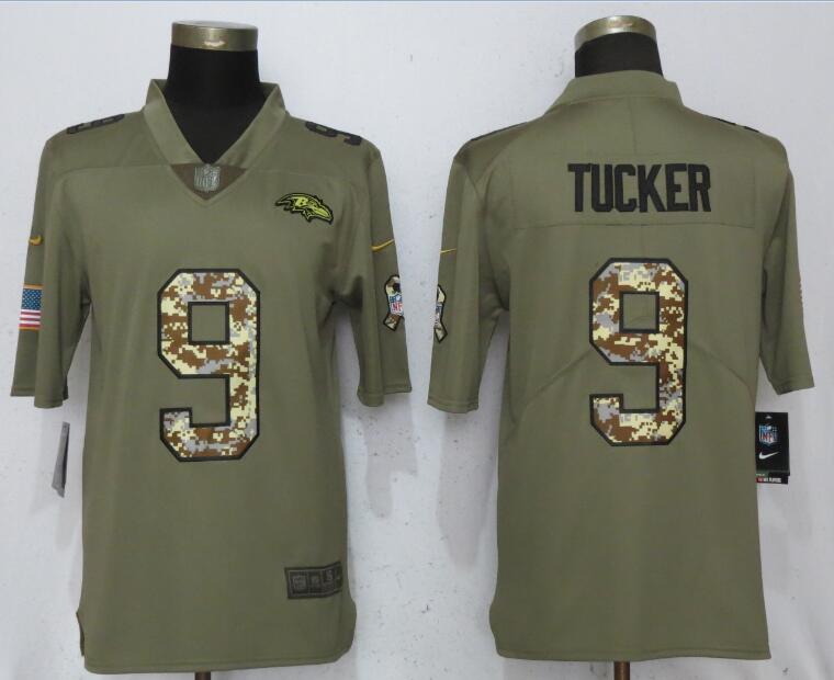 Men Baltimore Ravens #9 Tucker Olive Camo Carson 2017 Salute to Service Limited Nike NFL Jerseys->los angeles lakers->NBA Jersey